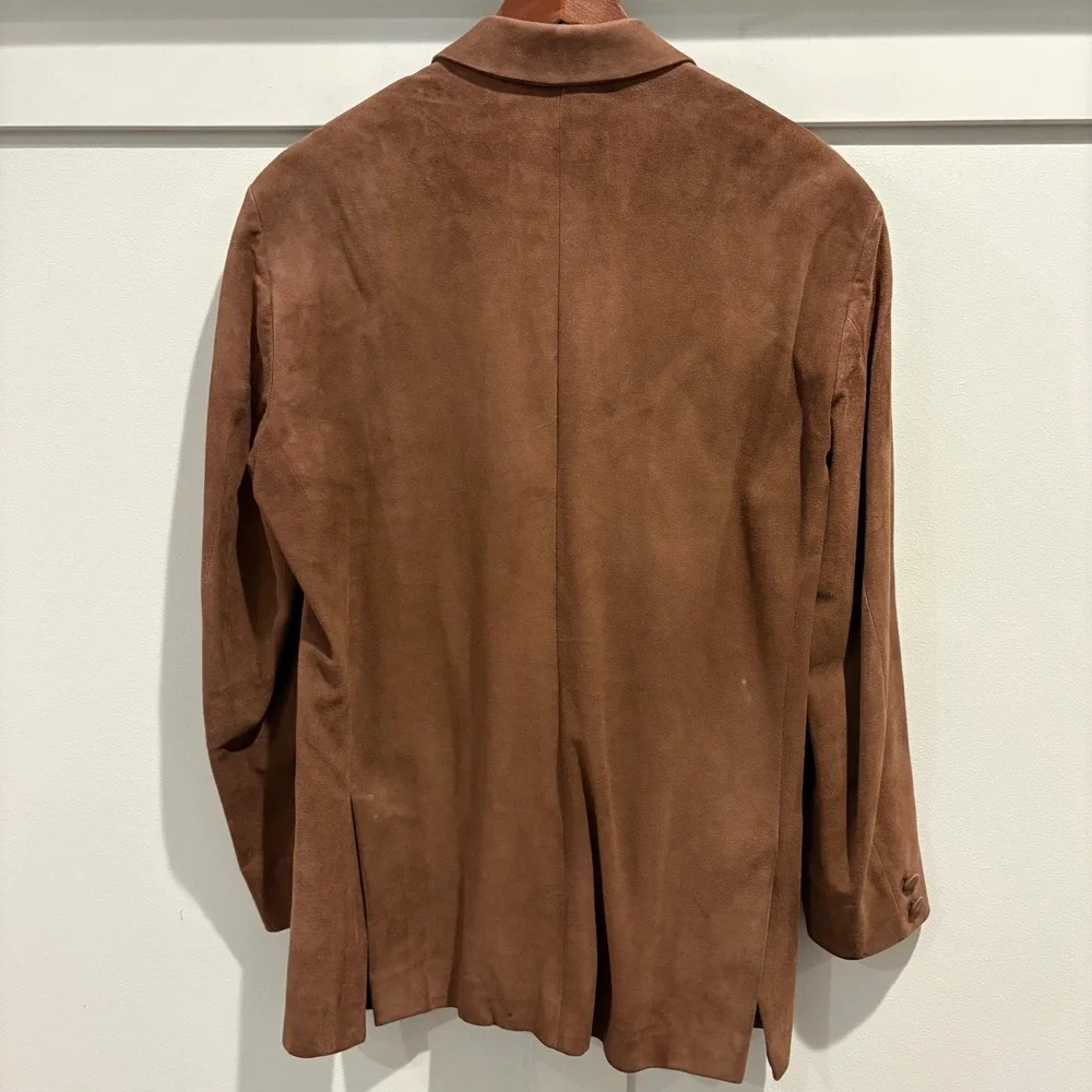 Lopez Suede Leather Blazer Mens 42 Brown Argentina Fine Leather Goods Jacket 70s